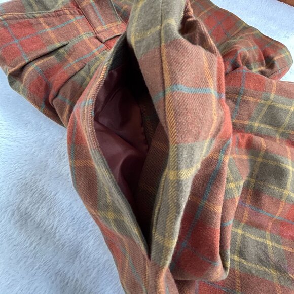 Women’s Checkered High Waist Pleated Shorts Red Brown Casual Lined Pockets 64-68 - Picture 12 of 12